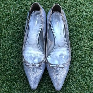 Miu Miu silver glitter flats size 39 or 9